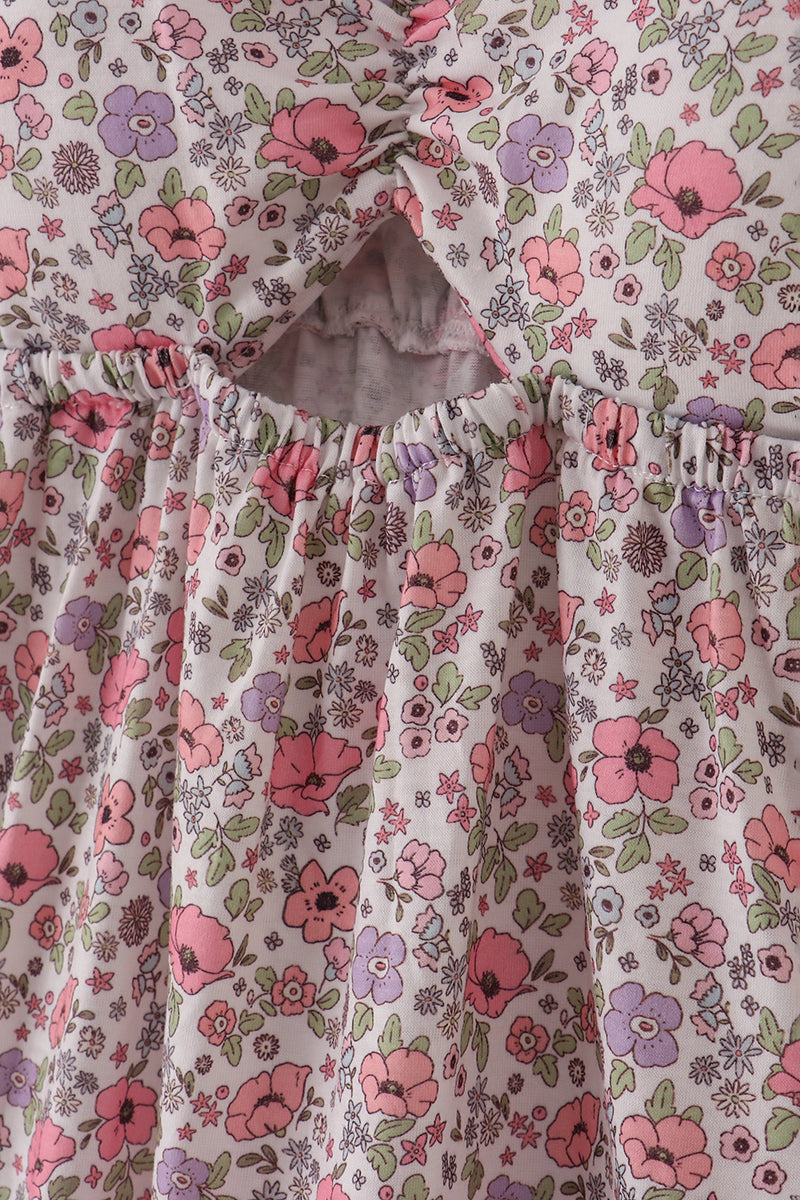 Purple floral print tiered mom&me dress