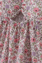 Purple floral print tiered mom&me dress