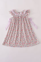 Purple floral print tiered mom&me dress