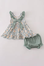 Fall floral print ruffle bloomer set