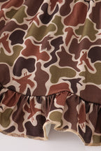 Green camouflage hunting embroidery ruffle pants set