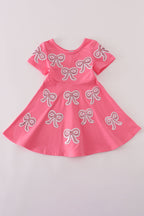Pink bow sequin dress