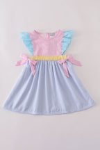 Multi seersucker stripe ruffle dress