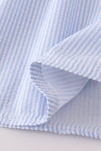 Multi seersucker stripe ruffle dress