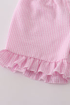 Multi seersucker stripe ruffle shorts set