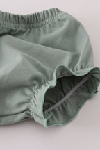 Mustard & mint floral print ruffle bloomer set