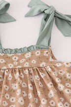 Mustard & mint floral print ruffle pants set