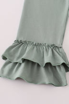 Mustard & mint floral print ruffle pants set