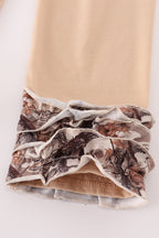 Hunting dog deer duck embroidery ruffle pants set