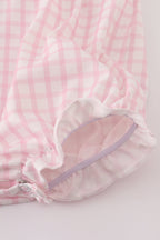 Pink puppy embroidery gingham bubble