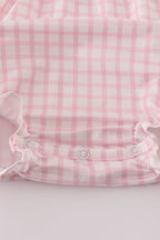 Pink puppy embroidery gingham bubble