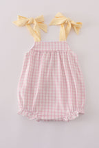 Pink puppy embroidery gingham bubble