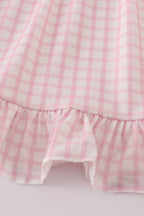 Pink puppy embroidery ruffle pants set