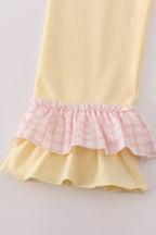 Pink puppy embroidery ruffle pants set