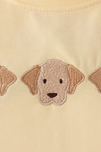 Yellow puppy embroidery gingham pants set