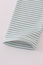 Sage stripe football french knot pants set