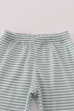 Sage stripe football french knot pants set