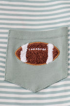 Sage stripe football french knot pants set