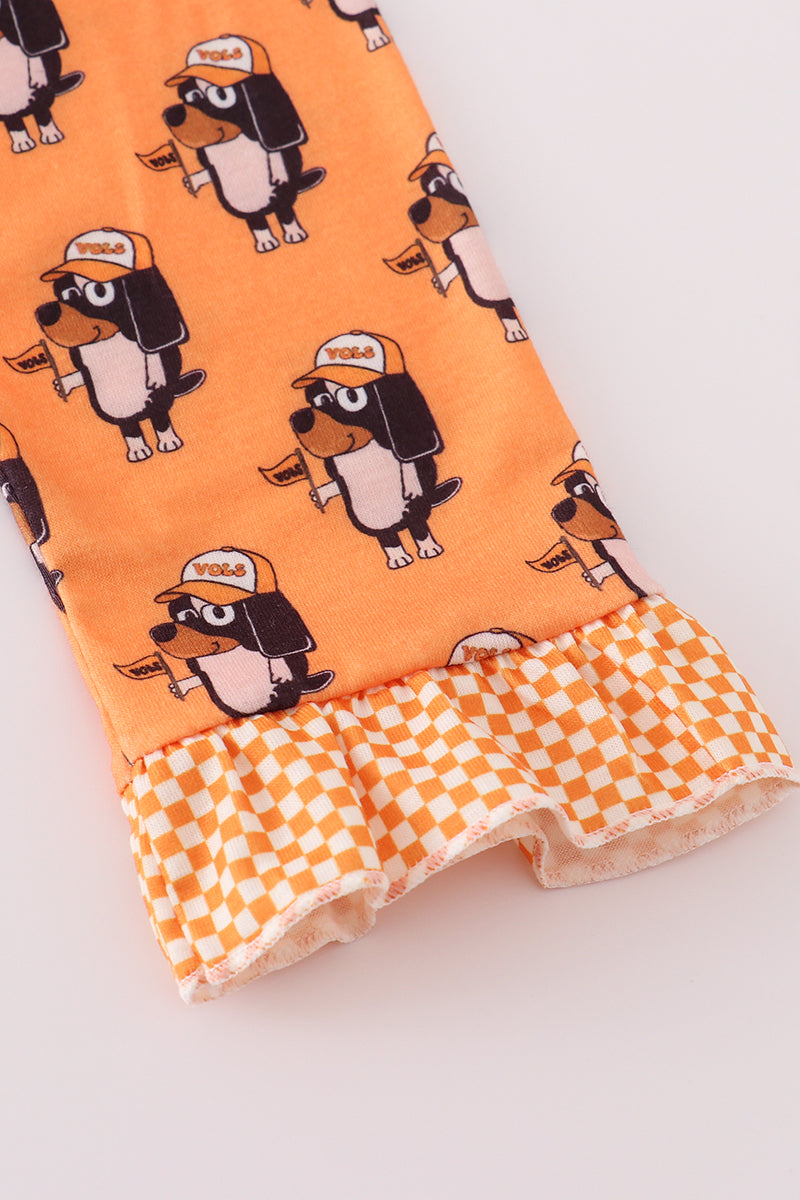 Orange Tennessee go vols print ruffle pajamas set