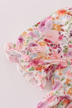 Purple floral print ruffle mom&me dress