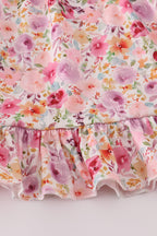 Purple floral print ruffle mom&me dress