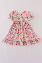 Purple floral print ruffle mom&me dress