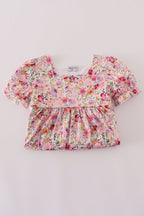 Purple floral print ruffle mom&me dress