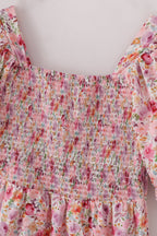 Purple floral print ruffle mom&me dress