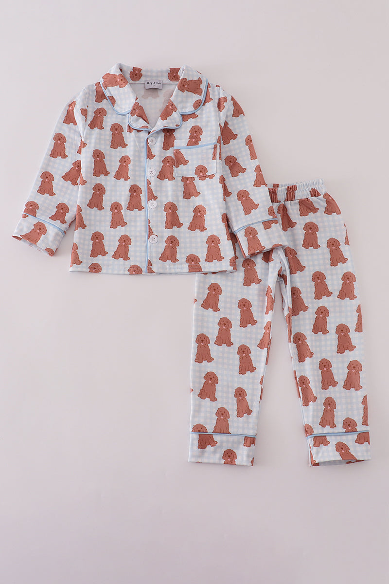 puppy print pajamas set