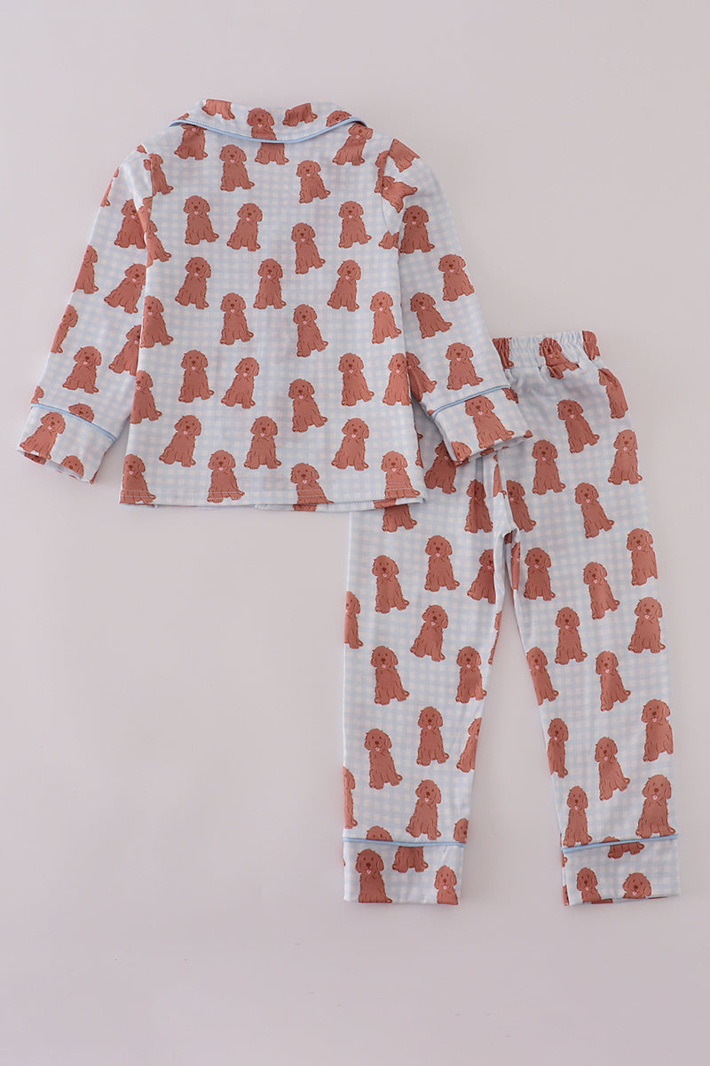 puppy print pajamas set