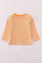 Orange Tennessee go vols embroidery checkered top