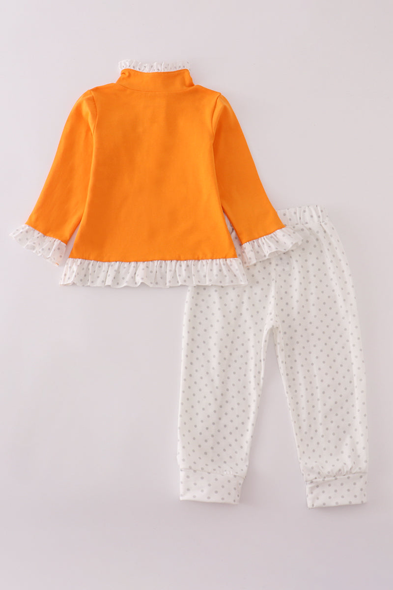 Orange Tennessee go vols embroidery ruffle pants set