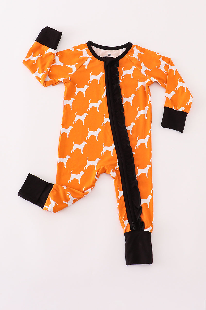 Orange Tennessee bamboo ruffle romper