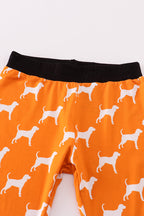 Orange Tennessee bamboo ruffle pajamas set