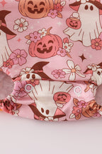 Pink pumpkin ghost print ruffle bubble