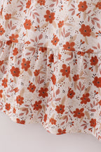 Fall floral print smocked mom dress