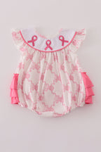 Pink bow tie embroidery ruffle bubble