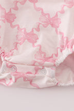 Pink bow tie embroidery ruffle bubble