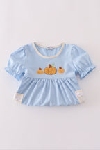 Blue pumpkin french knot ruffle shorts set