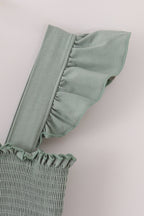 Sage smocked tiered mom dress