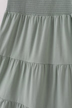 Sage smocked tiered mom dress
