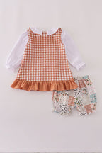 Fall floral print turkey pumpkin embroidery 3pc set