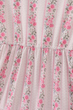 Pink floral print tiered mom dress