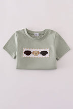Puppy embroidery smocked pants set