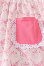 Pink bow tie pumpkin print pants set