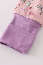 Purple floral print bamboo pajamas romper