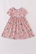 Purple floral print bamboo dress