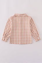 Orange gingham button down shirt