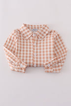 Orange gingham button down shirt
