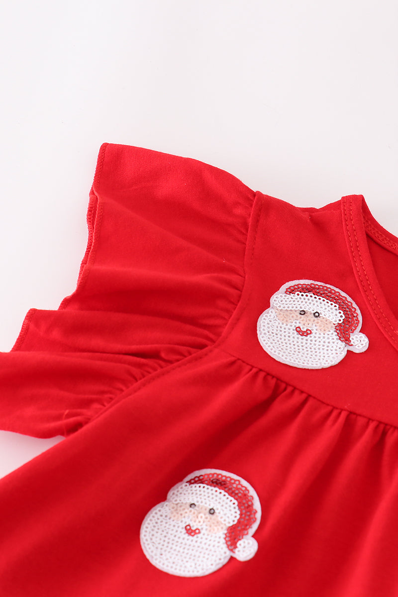 Red christmas sequin tiered girl dress
